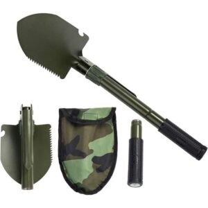4in1 Tactical Survival Shovel Kit - Compact Multi-Tool with Belt Pouch