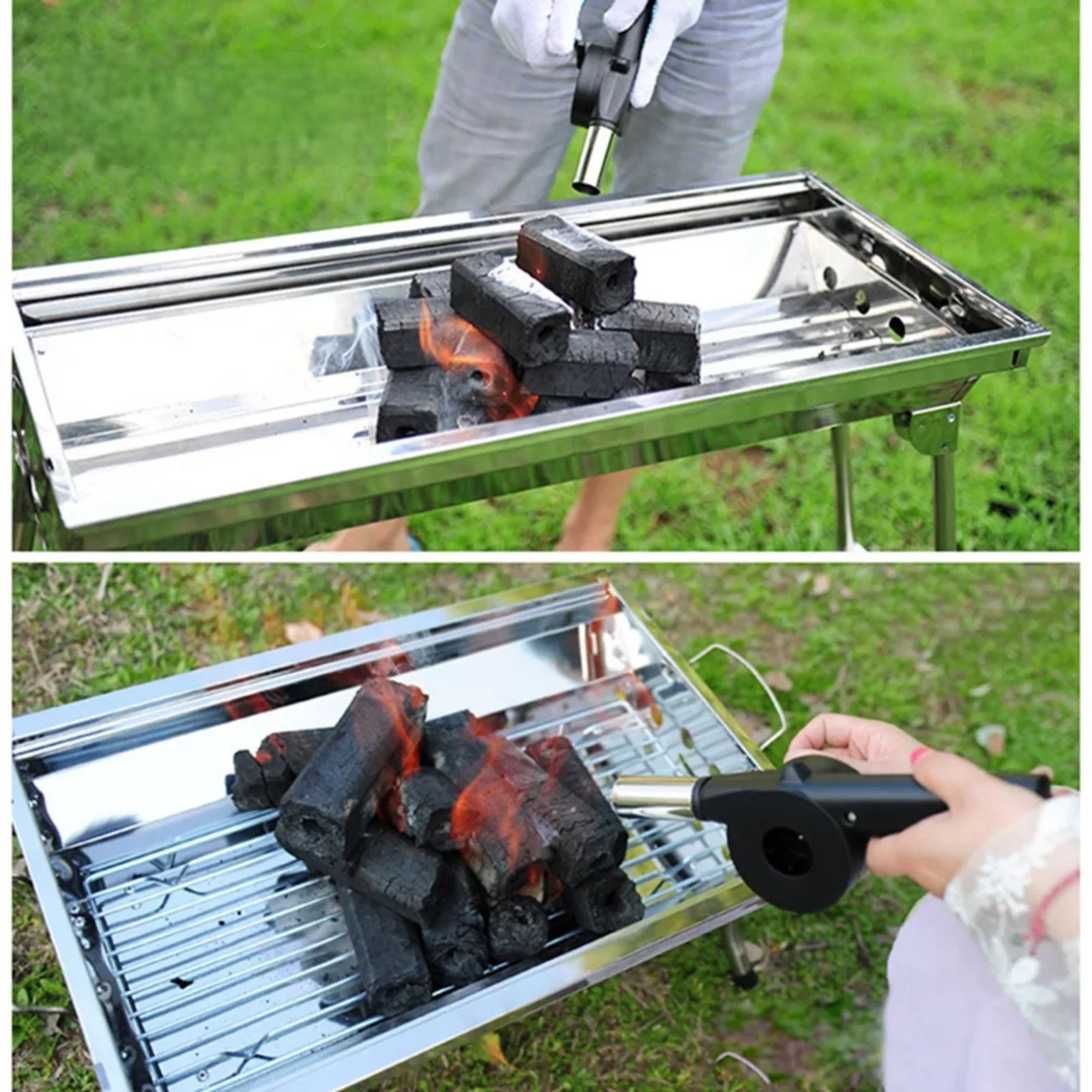 Portable Handheld BBQ Fan Air Blower - Manual Crank for Fast Charcoal Ignition