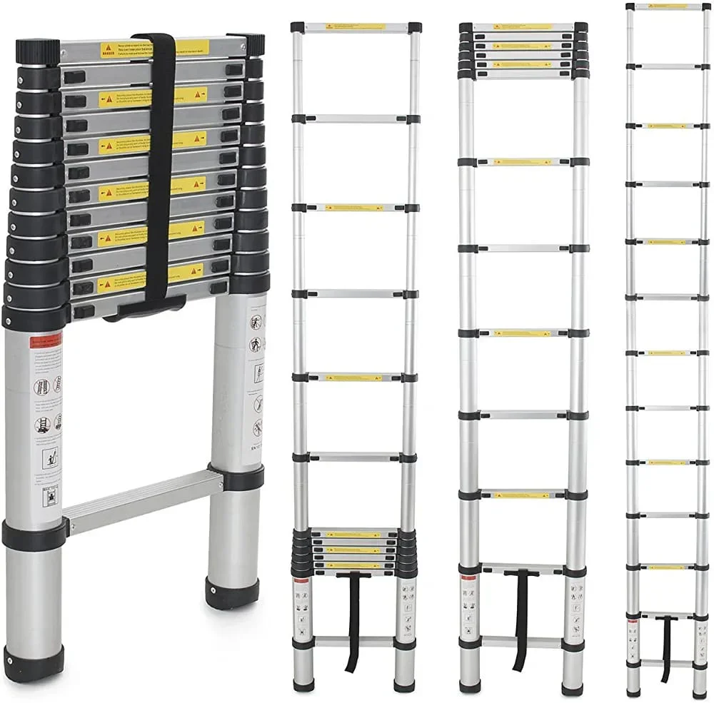 Heavy Duty Folding Aluminum Telescopic Ladder - Multi-Purpose Extension Ladder