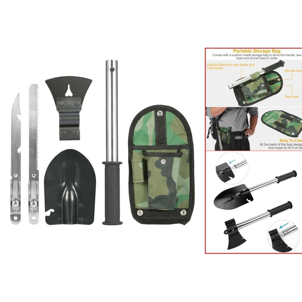 6in1 Tactical Survival Shovel Heavy-Duty Multi-Tool for Off-Road & Camping