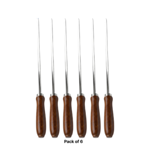 18-Inch Stainless Steel BBQ Skewers with Wooden Handle