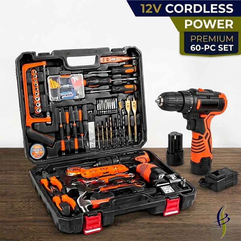60 Pcs Cordless Drill Tool Set Professional Hardware Kit