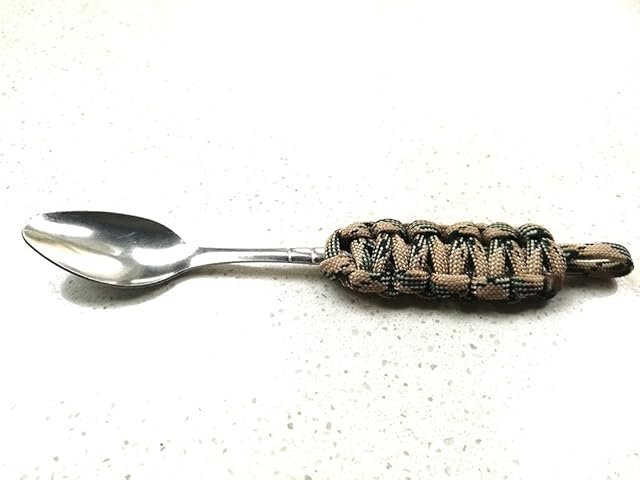 Tactical Paracord Camping Spoon & Fork Set with Carabiner