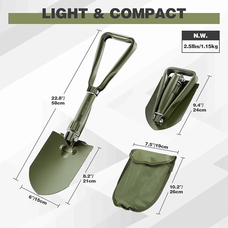 Tactical Folding Shovel - Heavy-Duty Carbon Steel Military Entrenching Tool