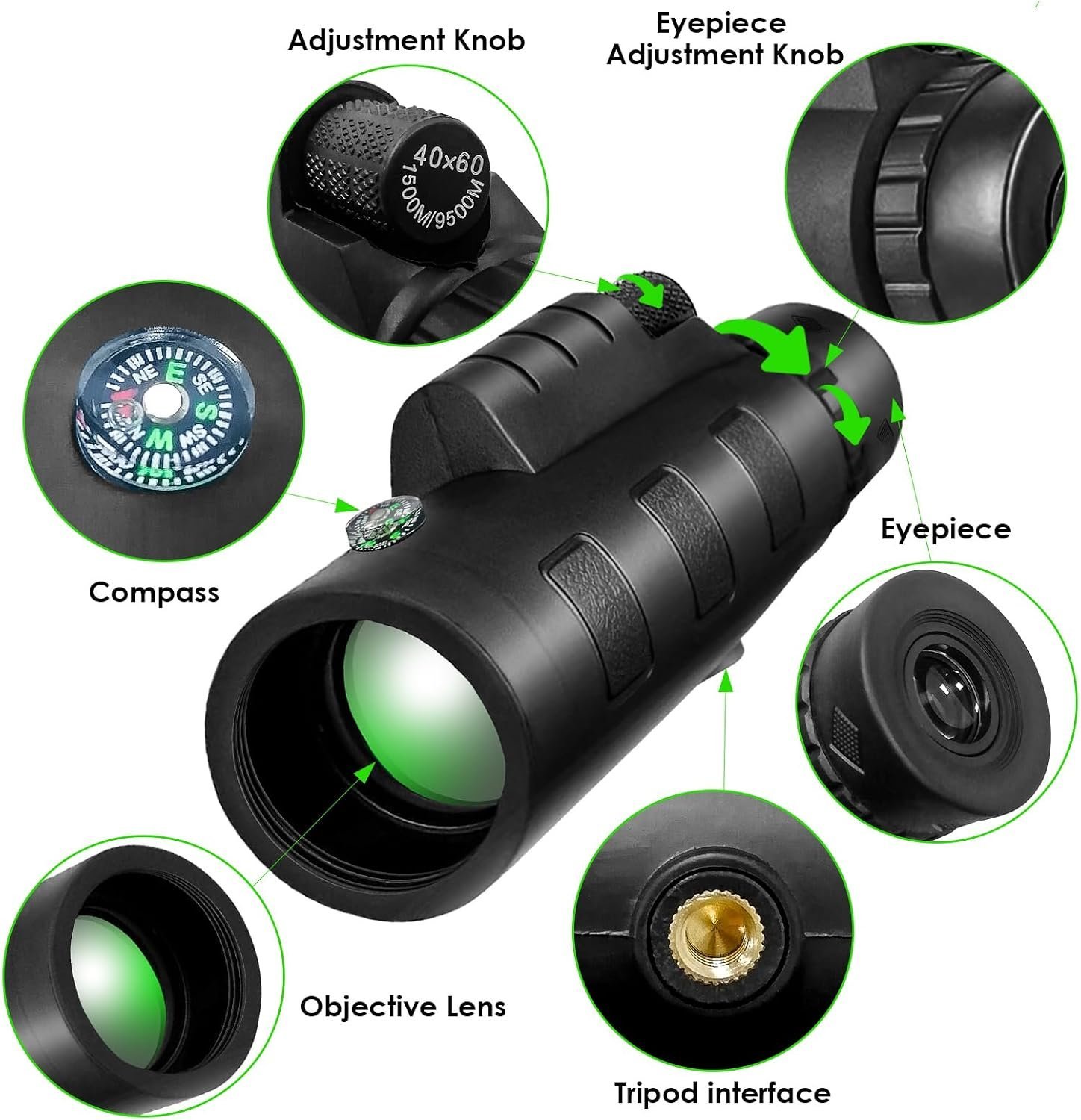 Panda 40x60 HD Telescopic Monocular with Mobile Holder & Tripod Stand