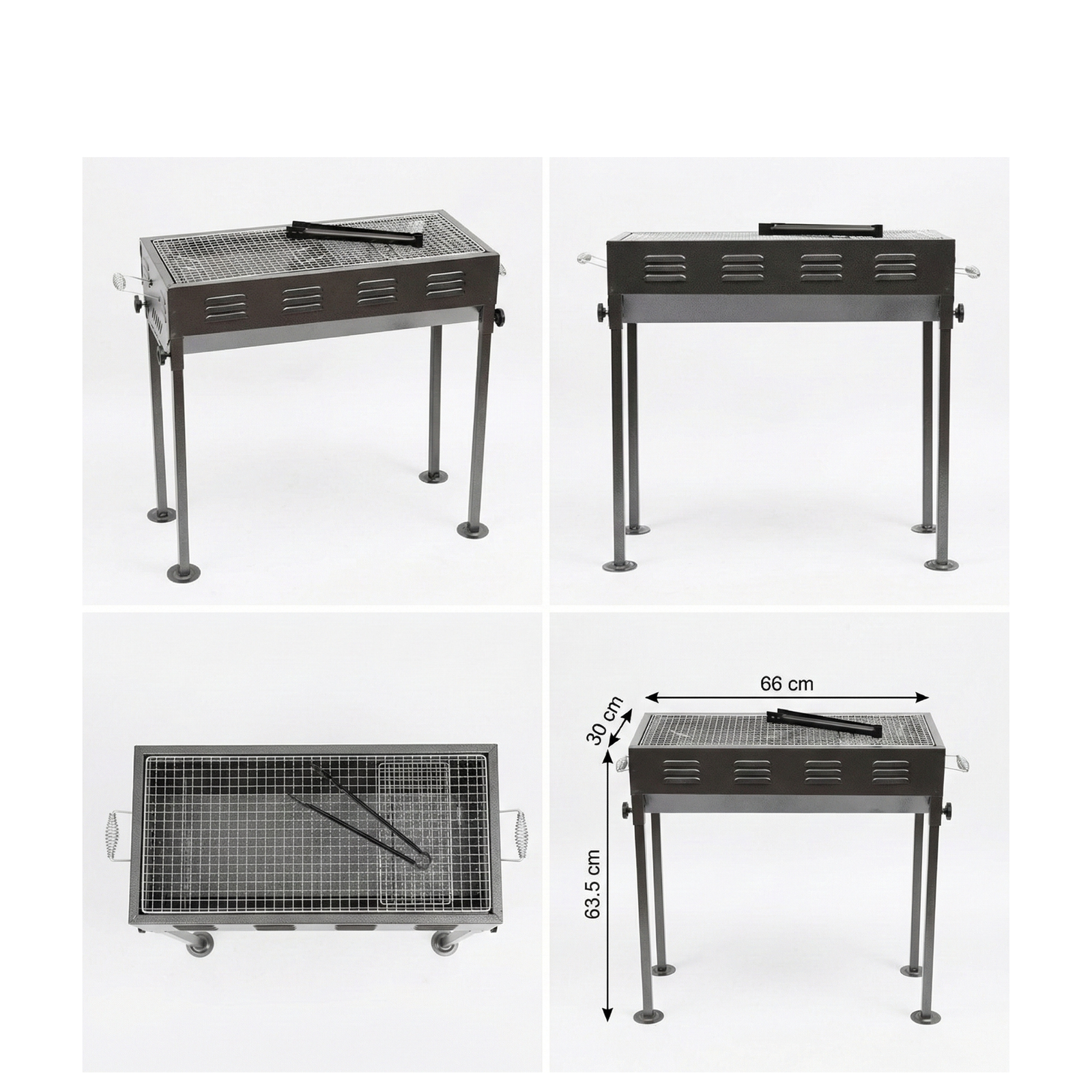 Adjustable Portable Charcoal BBQ Grill - 66cm x 30cm Compact Outdoor Stand