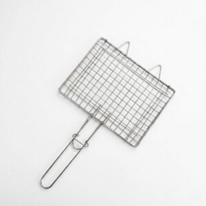 Stainless Steel BBQ Grill Basket - Portable Wire Net for Fish & Meat
