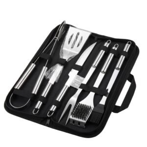 Premium 6-Piece Stainless Steel BBQ Grill Tool Set - Professional BBQ Kit with Portable Case