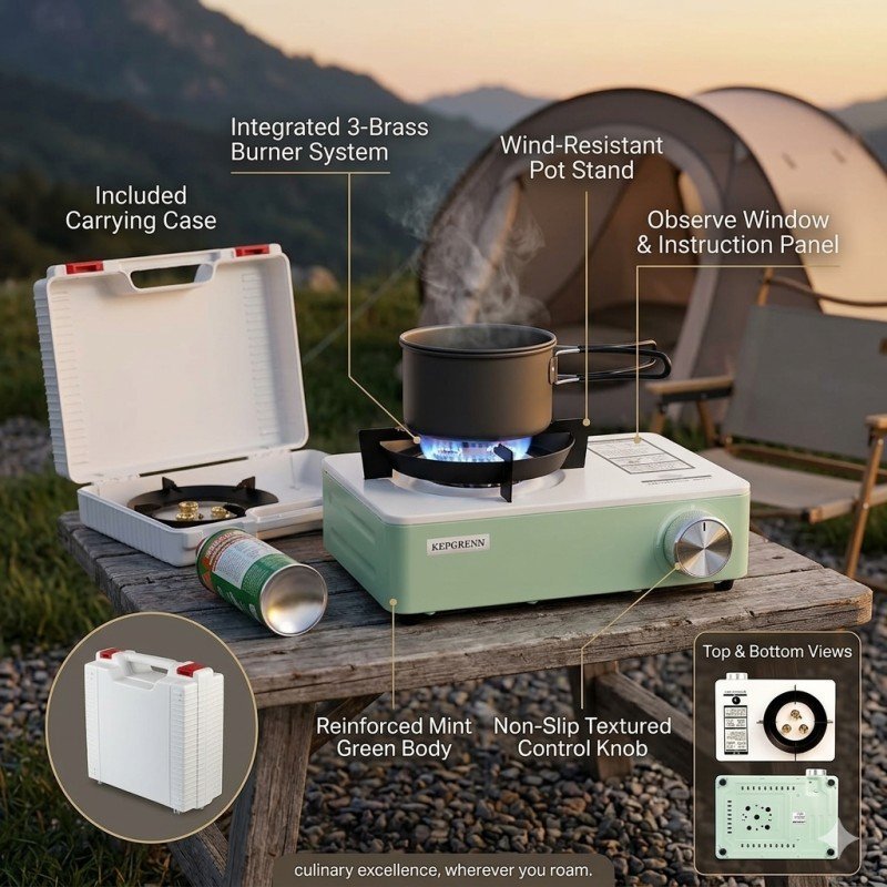 3.2KW Electronic Ignition Ultra Lightweight Portable Camping Cassette Stove