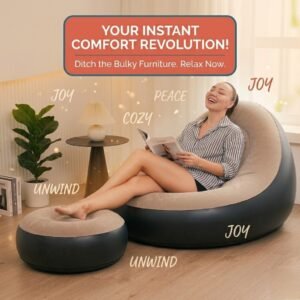 Ultra-Comfort Inflatable Lounge Chair & Ottoman Set (Single Size)