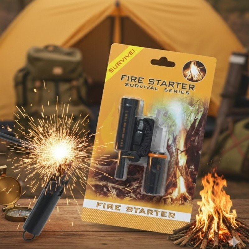 Ultimate Survival Fire Starter Flint - All-Weather Magnesium Ferro Rod