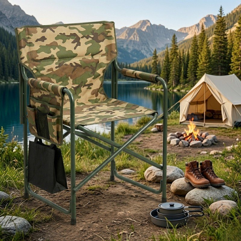 Heavy Duty Foldable Camping Chair - Portable Tactical Armchair