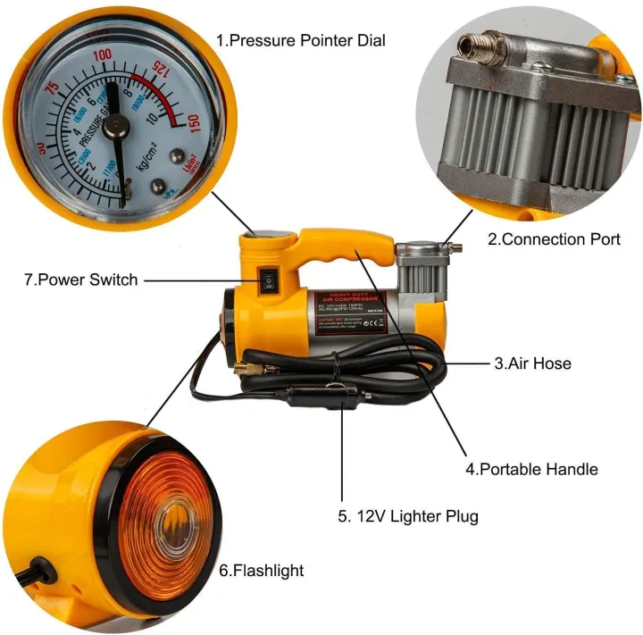 Cyclone Heavy Duty 12V Portable Emergency Air Compressor