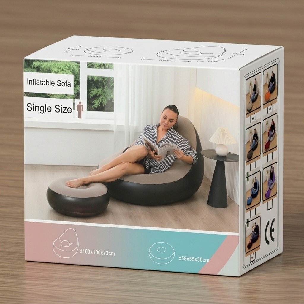 Ultra-Comfort Inflatable Lounge Chair & Ottoman Set (Single Size)