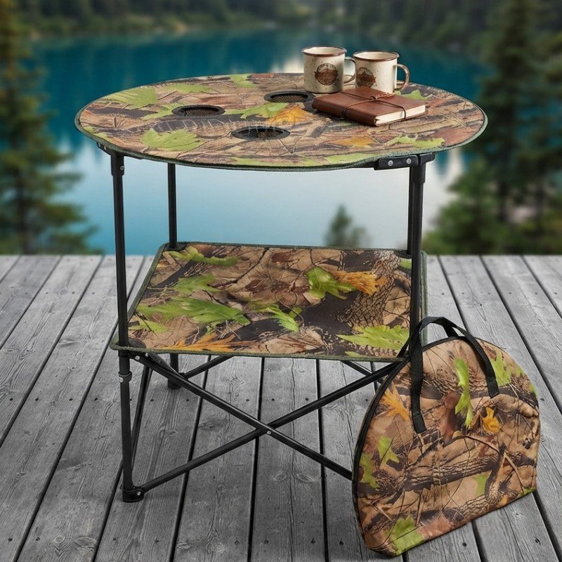 Folding Table and 4 Chairs Arm Support - Outdoor Portable Camping Set