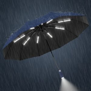 Automatic Folding Umbrella with Built-in LED Flashlight