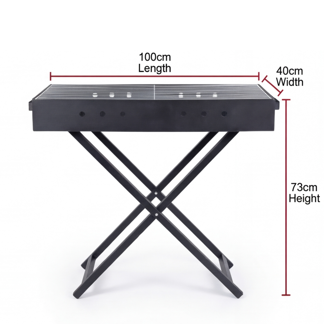 Heavy Duty Charcoal BBQ Grill with X-Stand - Premium Iron Barbecue
