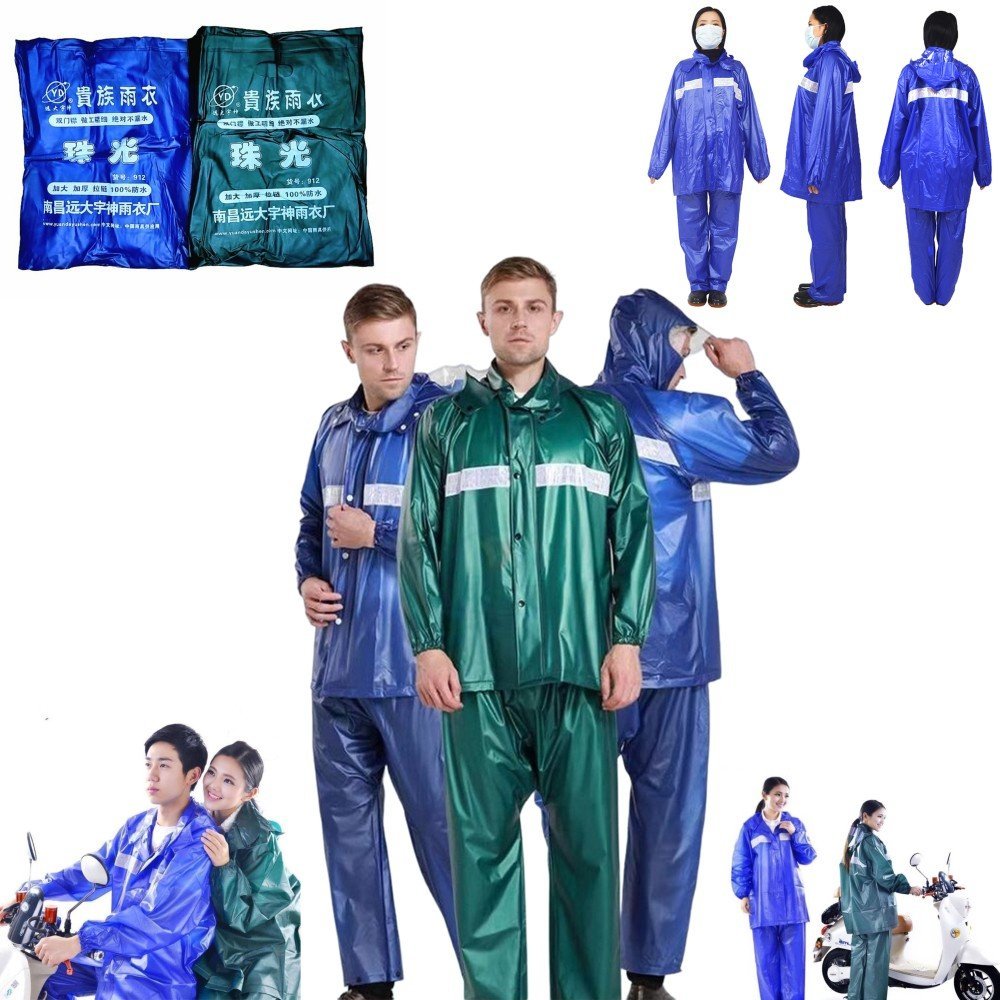 Full Rain Suit Waterproof Jacket & Trouser Raincoat Set with Safety Strips