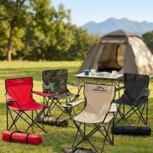Portable Folding Camping Chair with Cup Holder & Carrying Bag