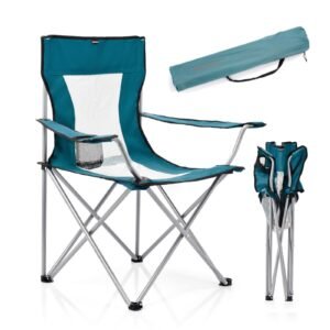 Premium High-Back Folding Camping Chair with Breathable Mesh & Cup Holder