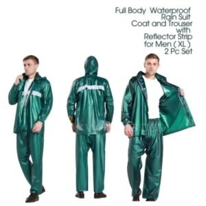 Full Rain Suit Waterproof Jacket & Trouser Raincoat Set with Safety Strips