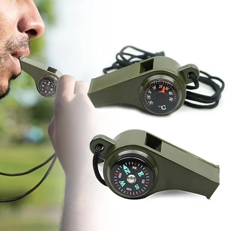 3in1 Tactical Survival Whistle Multi-Function Emergency Signal