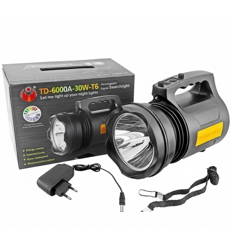 30W T6 LED Searchlight - 1.5km Range Waterproof Marine Spotlight - TD 6000A